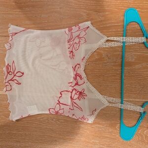 Source Unknown Floral Lace Chemise - Red and Cream